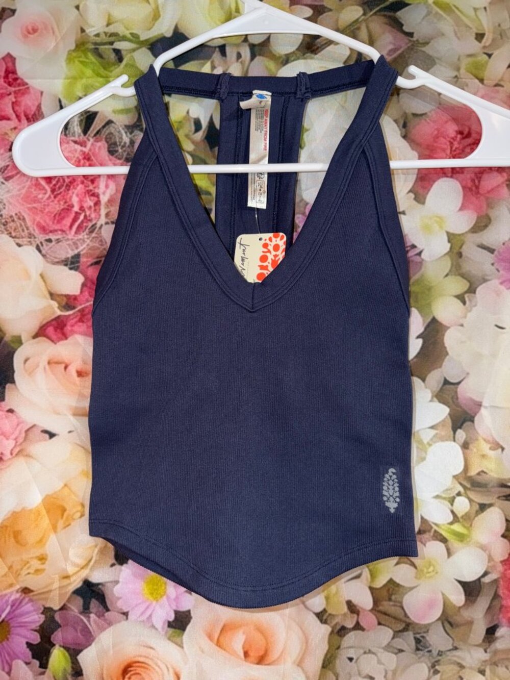 Free People Movement Navy Strappy Crop Tank Top NWT XS/S